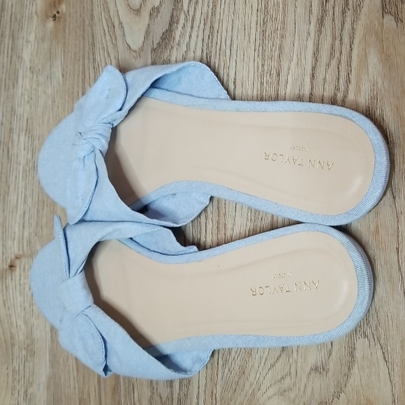 Ann Taylor Light Blue Open Toe Flats Size 8 - Picture 5 of 10